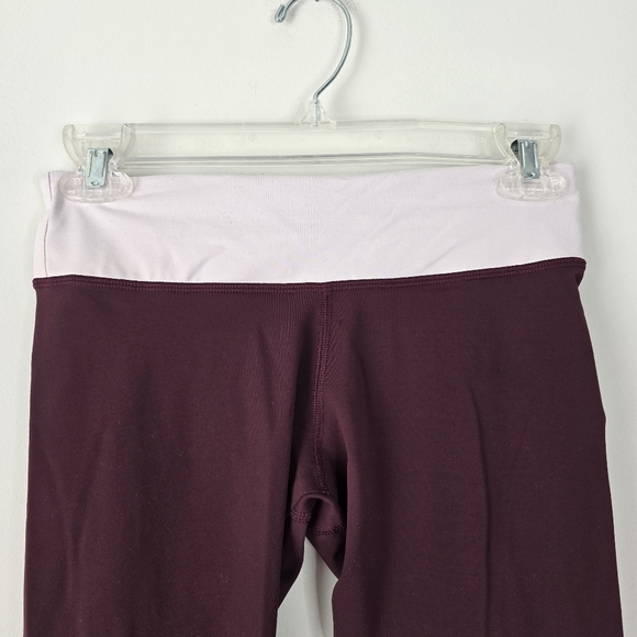 Lululemon Run Track Time Crop Leggings Size 6 Bordeaux Drama/ Pretty Pink - Picture 4 of 12